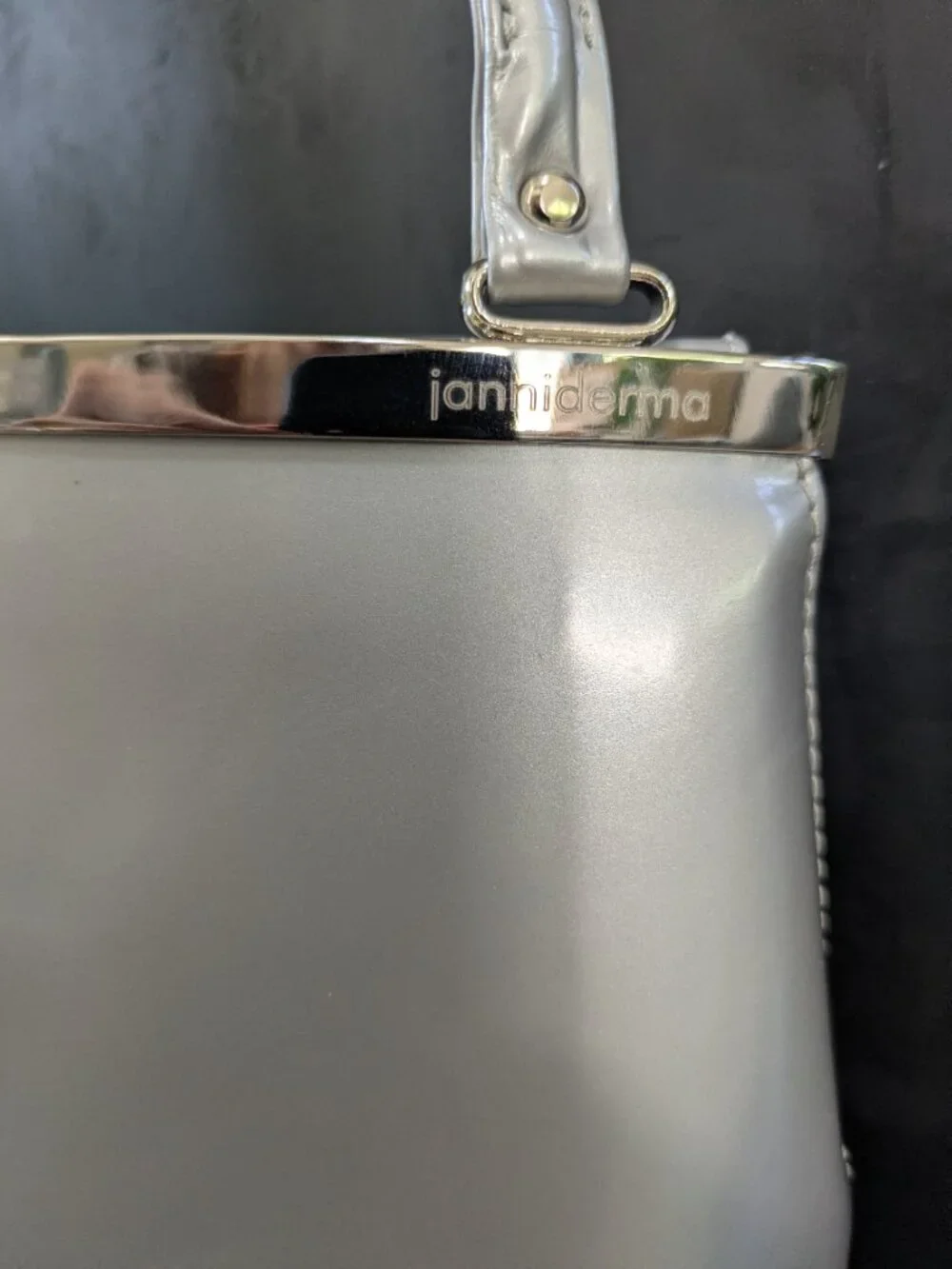 Authentic Janniderma Metallic Silver Leather Shoulder Bag-Excellent Condition.